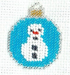 Borduurpakket Kerstbal met sneeuwpop 5x6cm