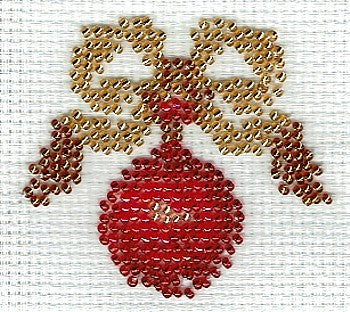 Borduurpakket Kerstbal met strik 6x7cm