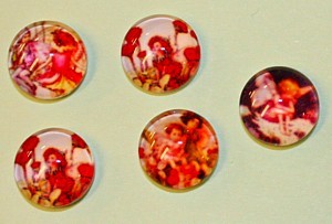 Camee 10mm rond vlindermeisjes mix 5st.