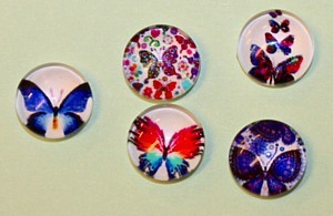 Camee 10mm rond vlinder tekeningen mix 5st.