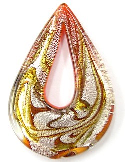 Hanger liervorm 46mm zilver/goud/rood p.st