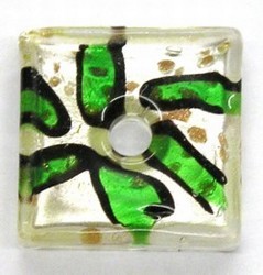 Glashanger 30x30mm zilver/groen p.st