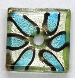 Glashanger 30x30mm zilver/blauw p.st