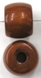 Kunststof kraal ton 15x20mm bruin per stuk