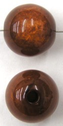 Kunststof kraal rond 14mm bruin per stuk