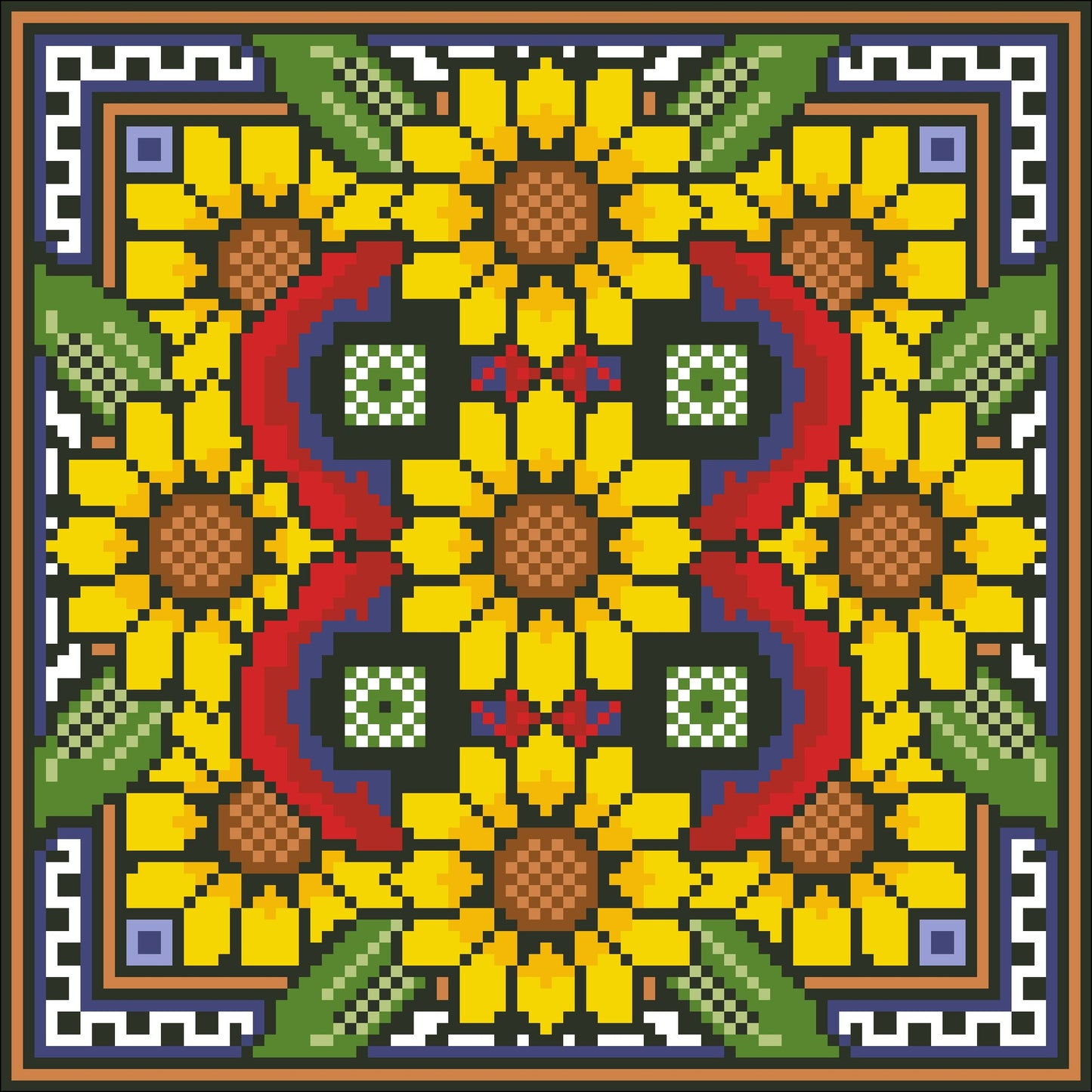 Borduurpakket Sunflower & Poppy 22x22cm