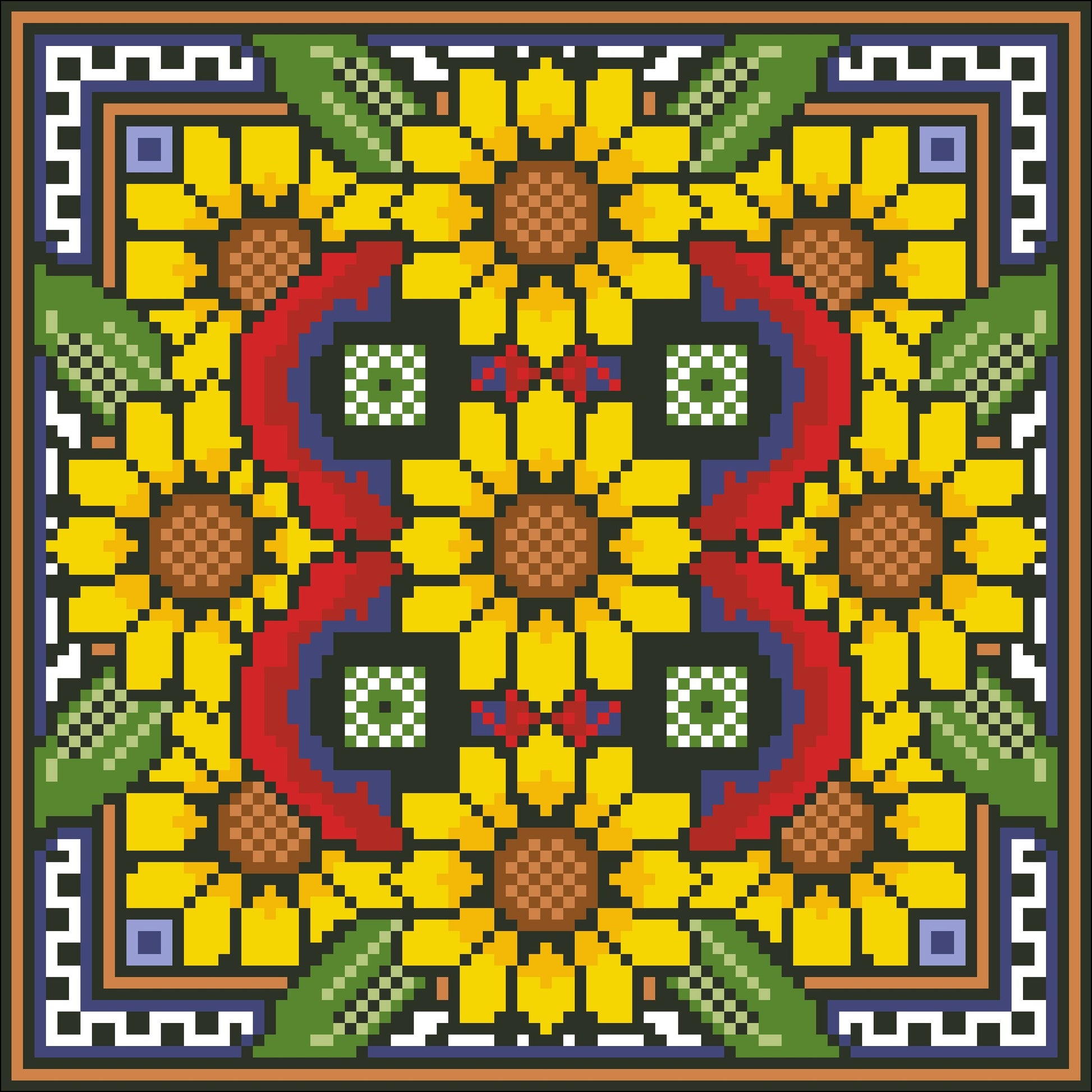Borduurpakket Sunflower & Poppy 22x22cm