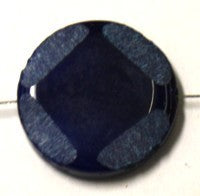 Agaat 26mm rond met slijpvlakken tr. blauw p.st