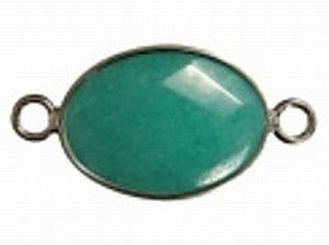 Tussenstuk 32mm jade facet aqua-blauw/zilver