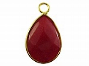 Hanger 27mm ovaal jade rood goudkl rand p.st.