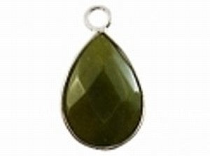 Hanger 27mm ovaal jade groen zilverkl rand p.st.