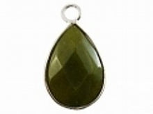 Hanger 27mm ovaal jade groen zilverkl rand p.st.