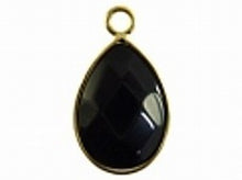 Hanger 27mm ovaal jade zwart goudkl rand p.st.