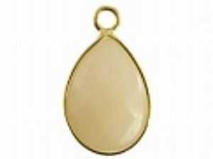 Hanger 27mm ovaal jade beige goudkl rand p.st.
