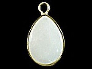 Hanger 27mm ovaal jade wit goudkl rand p.st.