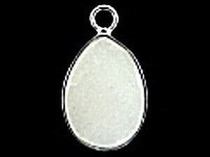 Hanger 27mm ovaal jade wit zilverkl rand p.st.
