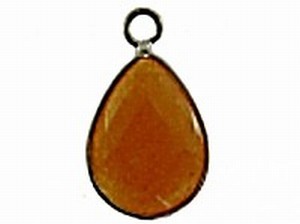 Hanger 27mm ovaal jade oranje zilverkl rand p.st.
