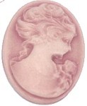 Camee 18x24mm vrouwenhoofd oudrose/wit