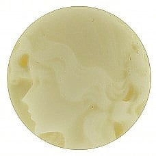 Kunstof cabouchon 27mm l.olijf/wit