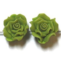 Fimobloem 12mm roos legergroen per paar