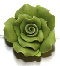 Fimobloem 18mm roos legergroen hart per stuk