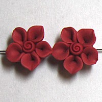 Fimobloem 12mm cerise/cerise hart per paar