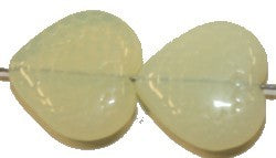 Glaskraal hartje 14mm lichtgeel 10st