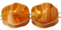 Glaskraal ovaal rond 13mm l.bruin gemell. 10ST.