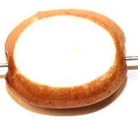 Ovale platte kraal  15mm wit/melkwit 5st.