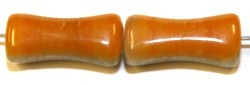 Glaskraal 15x7mm oranje/grijs gemell. 25st
