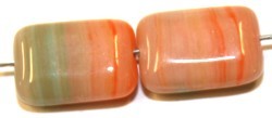 Glaskraal 12x8mm oranje/groen gemell. 15st