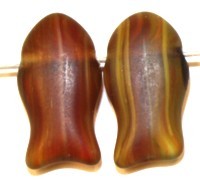 Glaskraal vis 7x15mm bruin gemelleerd 15 stuks