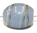 Glaskraal 20x13mm melkblauw goud+witband 10st