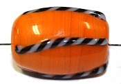 Glaskraal 18mm ovaal oranje met strepen 5st.