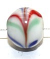 Glaskraal 14mm ovaal wit met strepen 10st.