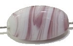 Glaskraal keivorm 21mm wit/fuchsia strepen 5st.