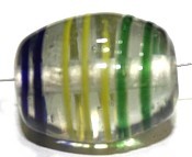 Glaskraal ovaal 18mm tr. l.groen met strepen 2st.