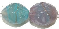Glaskraal 15x12mm aqua gestreept 5st.