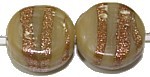 Glaskraal schijf 15x8mm geelgroen gestreept 5st.