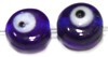 Glaskraal ca 8,5mm plat blauw met oog 10st