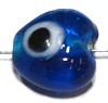 Glaskraal 11mm hartvorm blauw met oog 10st