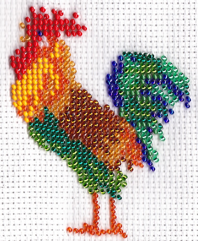 Borduurpakket haan 10x8cm.