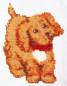 Borduurpakket hond 16x12cm.