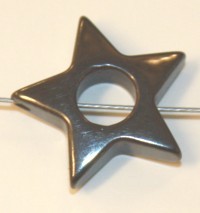 Hematiet ster 18mm gat 6mm 5st.