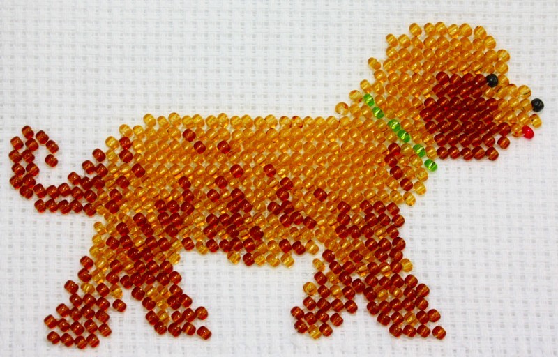Borduurpakket bruine hond 6x10cm