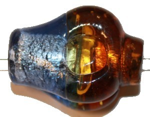 Glaskraal 35mm flesvorm bruin/blauw p.st