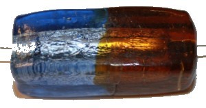 Glaskraal 40mm blokvorm blauw/bruin p.st