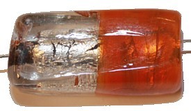 Glaskraal rechthoek 35-40mm oranje/zilver p.st