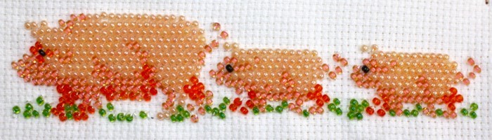 Borduurpakket varkentjes 16x4cm
