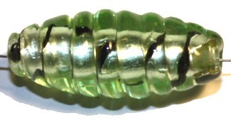 Glaskraal torpedo met ringen 35mm silverfoil/l.groen p.st